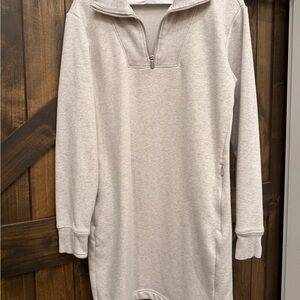 Athleta Cream Ribbed Knit  Sweatshirt  Dress